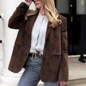 Chocolate Brown Suede Blazer XL Jacket Coat Preston York 3 Button Pocket Y2K Vtg